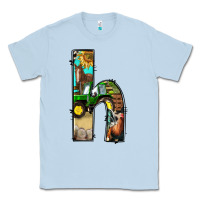 Dusty Blue farm life alphabet lowercase letters h Classic Tee - BundleAndBundleShop