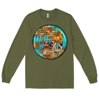 Army Green hello pumpkin earrings Long Sleeve Tee - BundleAndBundleShop