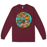 Burgundy hello pumpkin earrings Long Sleeve Tee - BundleAndBundleShop