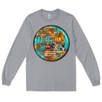 Heather Grey hello pumpkin earrings Long Sleeve Tee - BundleAndBundleShop