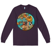 Plum hello pumpkin earrings Long Sleeve Tee - BundleAndBundleShop