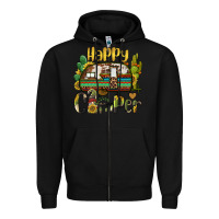 Black happy camper caravan and gnome Zipper Hoodie - BarkalooDesign