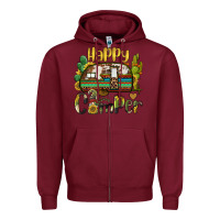 Burgundy happy camper caravan and gnome Zipper Hoodie - BarkalooDesign