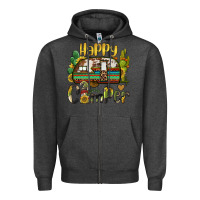Charcoal Heather happy camper caravan and gnome Zipper Hoodie - BarkalooDesign