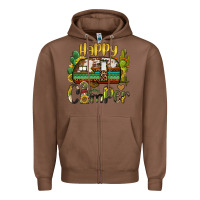 Chestnut happy camper caravan and gnome Zipper Hoodie - BarkalooDesign