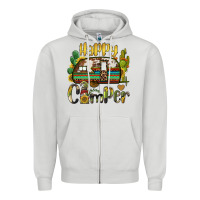 Dove Grey happy camper caravan and gnome Zipper Hoodie - BarkalooDesign