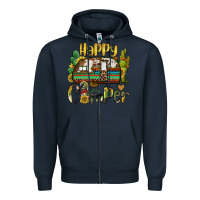 Navy happy camper caravan and gnome Zipper Hoodie - BarkalooDesign