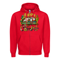 Red happy camper caravan and gnome Zipper Hoodie - BarkalooDesign
