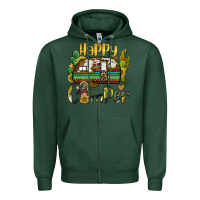 Sports Green happy camper caravan and gnome Zipper Hoodie - BarkalooDesign