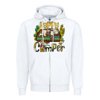 White happy camper caravan and gnome Zipper Hoodie - BarkalooDesign