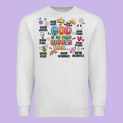 God Is So Much Bigger Than... Premium Sweatshirt Designed By Maliassmallbusiness