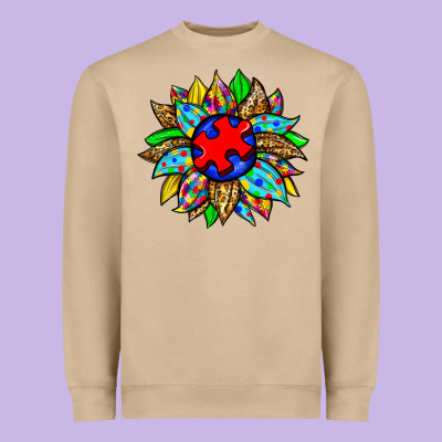 Autism Sunflower Heavyweight Sweatshirt Designed By Zillion Design Studio