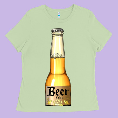 Yellow Beer Bottle Ladies Tee Designed By Adodesignshop