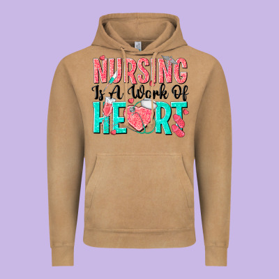 Nursing Is A Work Of Heart Vintage Hoodie Designed By Texasbilliewilder