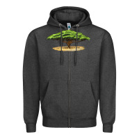 Charcoal Heather acacia tree Zipper Hoodie - LillyAllenDesigns