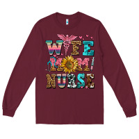 Burgundy wife mom nurse Long Sleeve Tee - AdoDesignShop