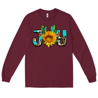 Burgundy joy with sunflower and cactus ado Long Sleeve Tee - AdoDesignShop