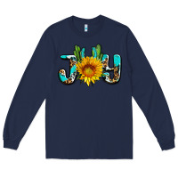 Navy joy with sunflower and cactus ado Long Sleeve Tee - AdoDesignShop
