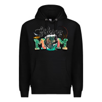 Black fishing mom Premium Hoodie - LillyAllenDesigns