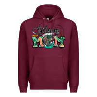 Burgundy fishing mom Premium Hoodie - LillyAllenDesigns