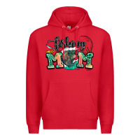 Red fishing mom Premium Hoodie - LillyAllenDesigns