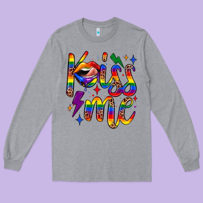 Kiss Me Long Sleeve Tee Designed By Jahusdesignshop