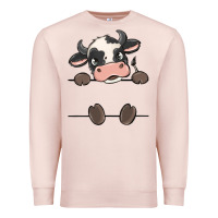 Pale Pink custom cow Premium Sweatshirt - MaliasSmallBusiness