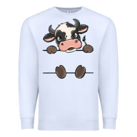 White custom cow Premium Sweatshirt - MaliasSmallBusiness