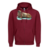 Burgundy Walrus Zipper Hoodie - LillyAllenDesigns