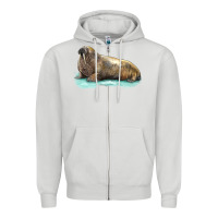 Dove Grey Walrus Zipper Hoodie - LillyAllenDesigns