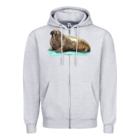 Heather Grey Walrus Zipper Hoodie - LillyAllenDesigns