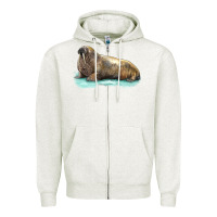 Oatmeal Heather Walrus Zipper Hoodie - LillyAllenDesigns