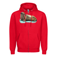 Red Walrus Zipper Hoodie - LillyAllenDesigns