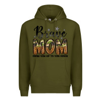 Army Green brave mom from son up to son down Premium Hoodie - LillyAllenDesigns