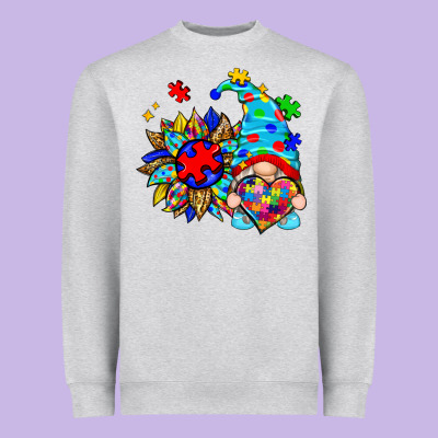 Autism Sunflower Gnome Heavyweight Sweatshirt Designed By Zillion Design Studio
