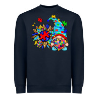 Navy autism sunflower gnome Heavyweight Sweatshirt - Zillion Design Studio