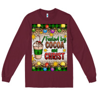 Burgundy christmas fueled by cocoa and christ Long Sleeve Tee - Artiststas