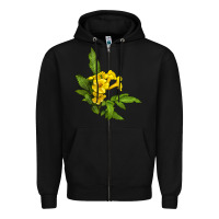 Black yellow elder flower Zipper Hoodie - LillyAllenDesigns