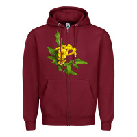 Burgundy yellow elder flower Zipper Hoodie - LillyAllenDesigns