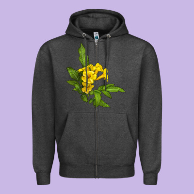 Yellow Elder Flower Zipper Hoodie Designed By Lillyallendesigns