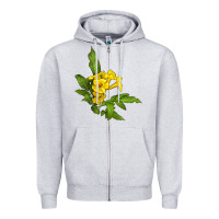 Heather Grey yellow elder flower Zipper Hoodie - LillyAllenDesigns