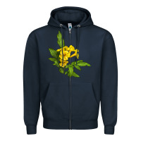 Navy yellow elder flower Zipper Hoodie - LillyAllenDesigns