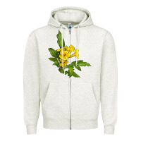 Oatmeal Heather yellow elder flower Zipper Hoodie - LillyAllenDesigns