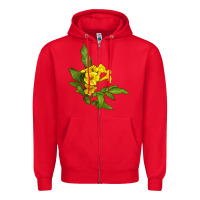 Red yellow elder flower Zipper Hoodie - LillyAllenDesigns