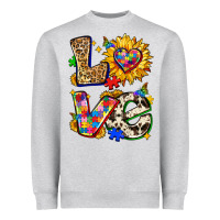 Heather Grey autism love Heavyweight Sweatshirt - Zillion Design Studio