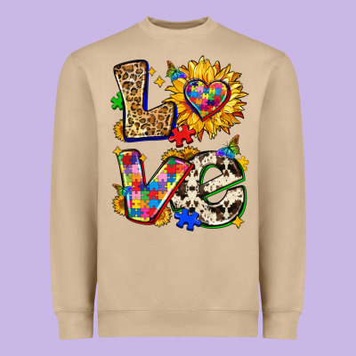 Autism Love Heavyweight Sweatshirt Designed By Zillion Design Studio
