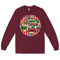 Burgundy christmas fueled by cocoa and christ ornament Long Sleeve Tee - Artiststas