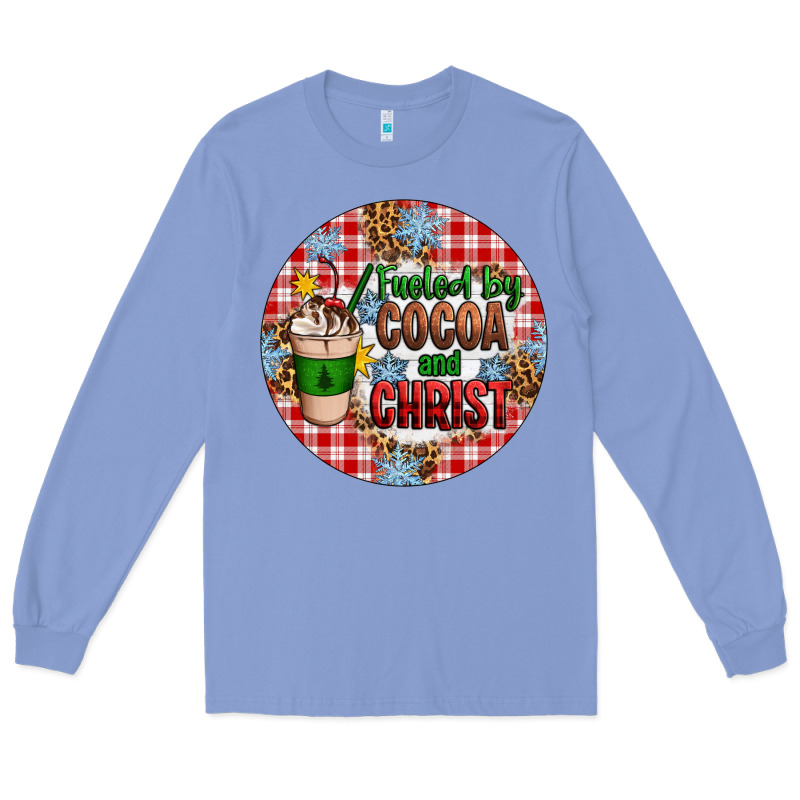 Christmas Fueled By Cocoa And Christ Ornament Long Sleeve Tee by Artiststas | Teevron