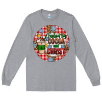 Heather Grey christmas fueled by cocoa and christ ornament Long Sleeve Tee - Artiststas