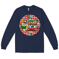Navy christmas fueled by cocoa and christ ornament Long Sleeve Tee - Artiststas